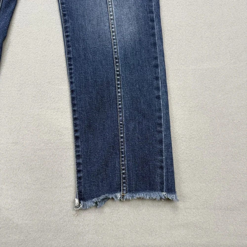ANA Women's‎ Jeans Size 6 High Rise Stretch Panel Straight Leg Crop Raw Hem